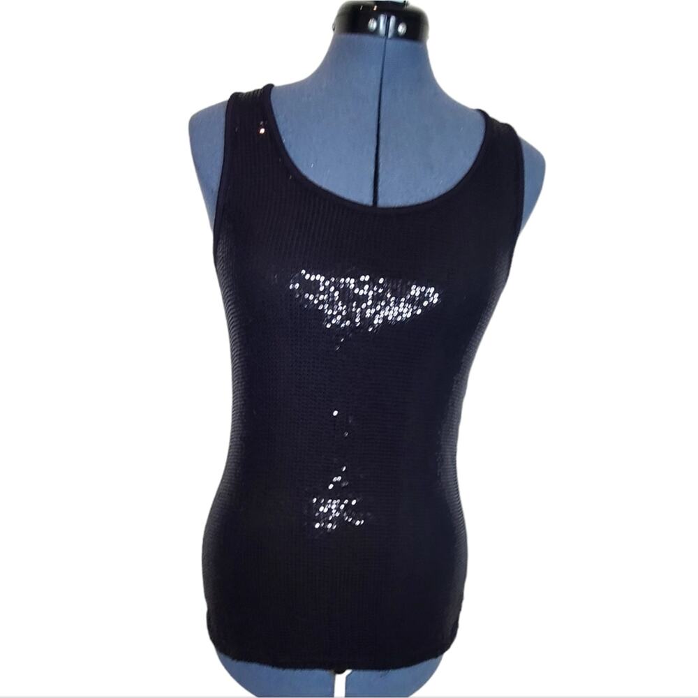 Studio Y black sequin front tank top Large